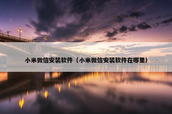 小米微信安装软件（小米微信安装软件在哪里）