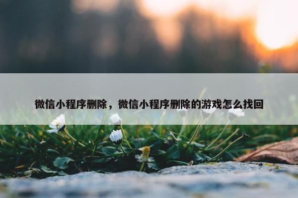 微信小程序删除，微信小程序删除的游戏怎么找回