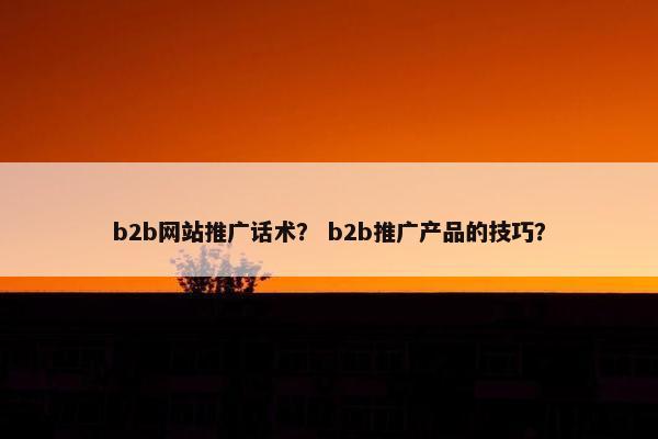 b2b网站推广话术？ b2b推广产品的技巧？