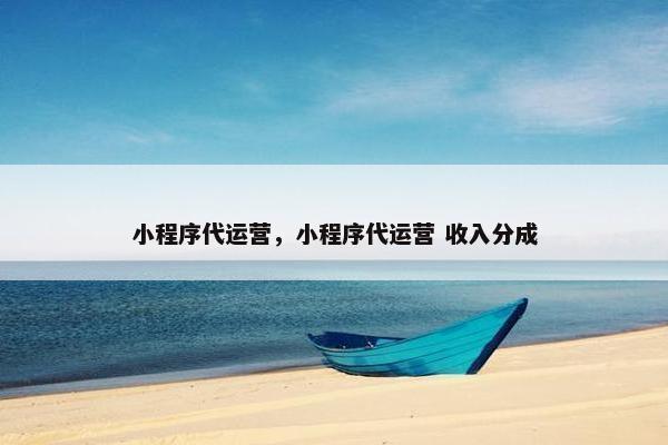 小程序代运营，小程序代运营 收入分成