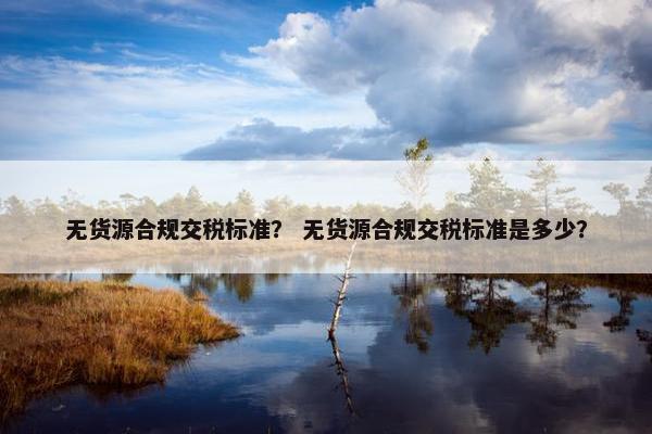 无货源合规交税标准？ 无货源合规交税标准是多少？