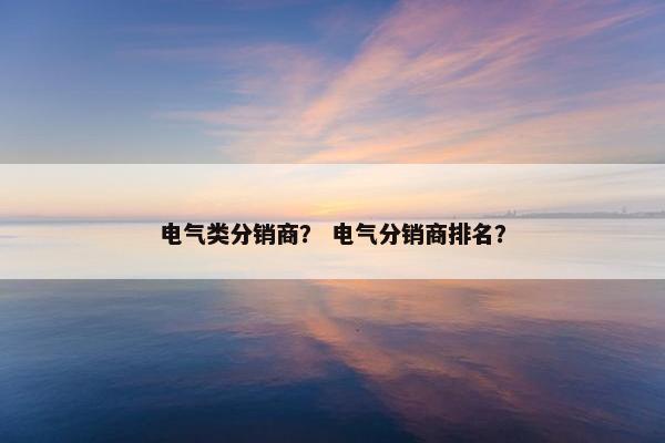 电气类分销商？ 电气分销商排名？