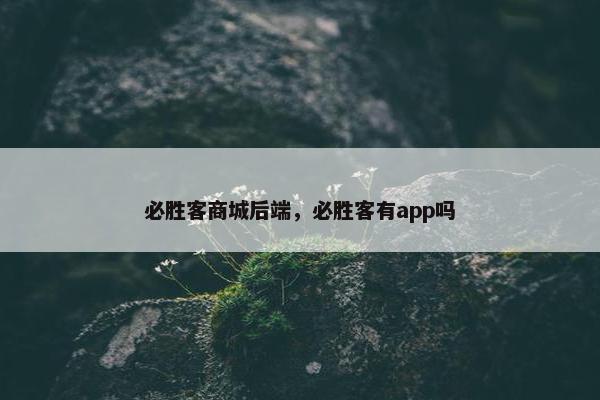 必胜客商城后端，必胜客有app吗
