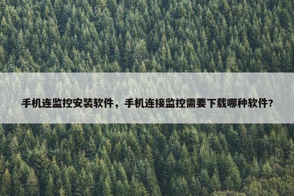 手机连监控安装软件，手机连接监控需要下载哪种软件?