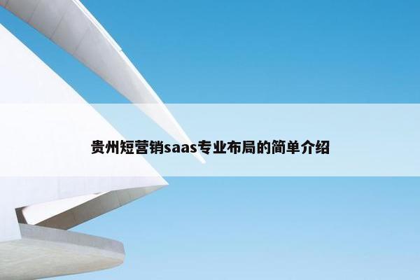 贵州短营销saas专业布局的简单介绍