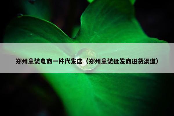 郑州童装电商一件代发店（郑州童装批发商进货渠道）