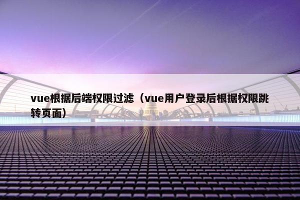 vue根据后端权限过滤（vue用户登录后根据权限跳转页面）