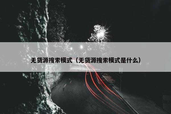 无货源搜索模式（无货源搜索模式是什么）