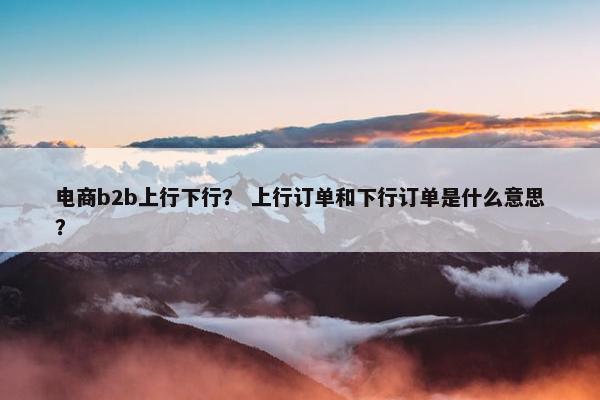 电商b2b上行下行？ 上行订单和下行订单是什么意思？