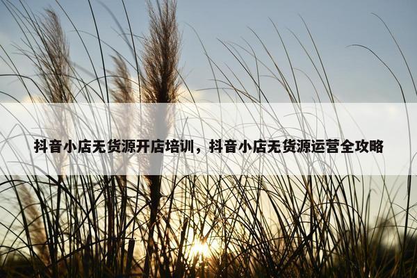 抖音小店无货源开店培训，抖音小店无货源运营全攻略