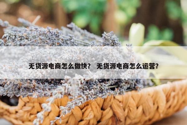 无货源电商怎么做快？ 无货源电商怎么运营？