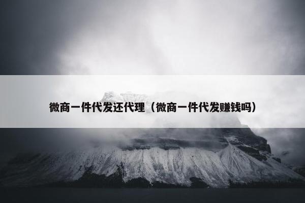 微商一件代发还代理（微商一件代发赚钱吗）