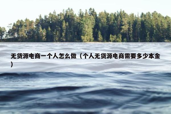无货源电商一个人怎么做（个人无货源电商需要多少本金）