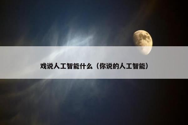 戏说人工智能什么（你说的人工智能）