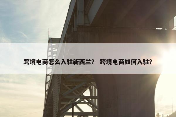 跨境电商怎么入驻新西兰？ 跨境电商如何入驻？