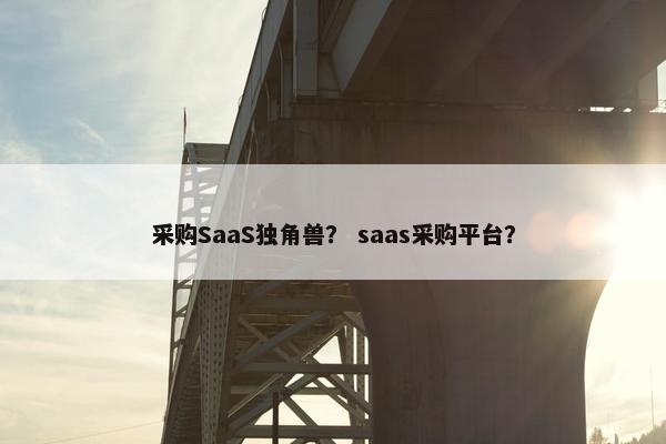 采购SaaS独角兽？ saas采购平台？