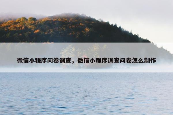 微信小程序问卷调查，微信小程序调查问卷怎么制作
