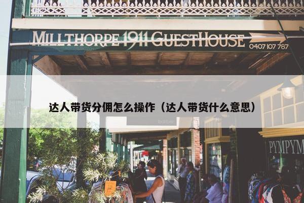 达人带货分佣怎么操作（达人带货什么意思）