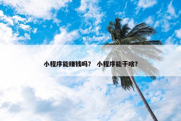 小程序能赚钱吗？ 小程序能干啥？