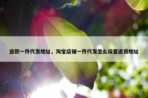 退款一件代发地址，淘宝店铺一件代发怎么设置退货地址