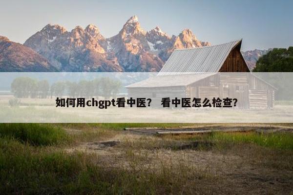 如何用chgpt看中医？ 看中医怎么检查？