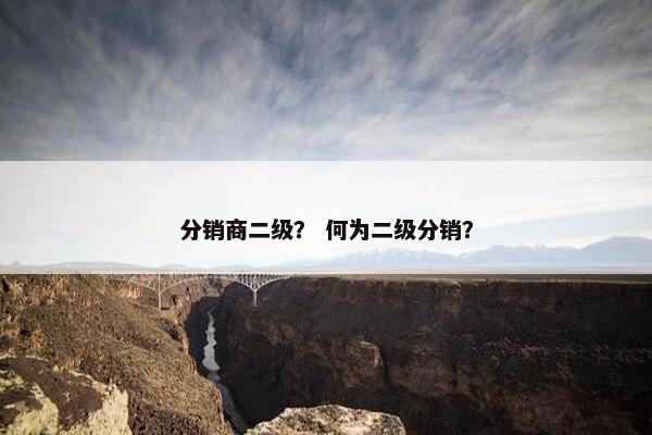 分销商二级？ 何为二级分销？