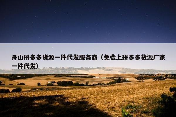 舟山拼多多货源一件代发服务商（免费上拼多多货源厂家一件代发）