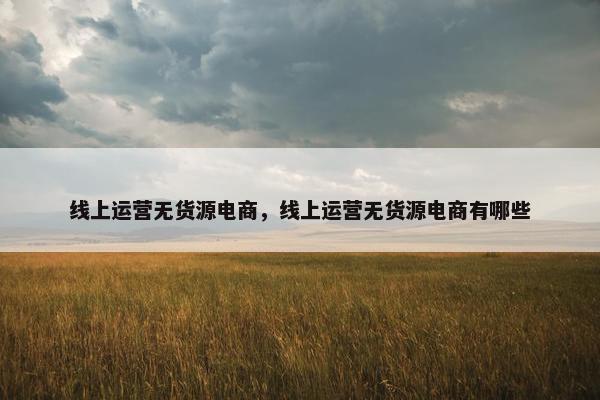 线上运营无货源电商，线上运营无货源电商有哪些