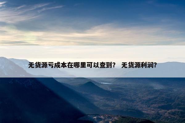 无货源亏成本在哪里可以查到？ 无货源利润？