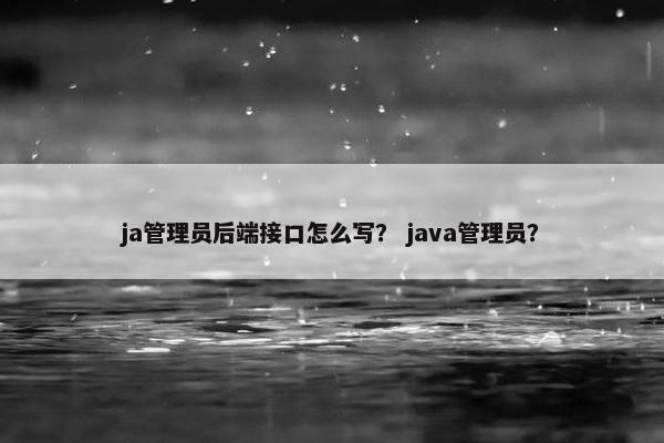 ja管理员后端接口怎么写？ java管理员？