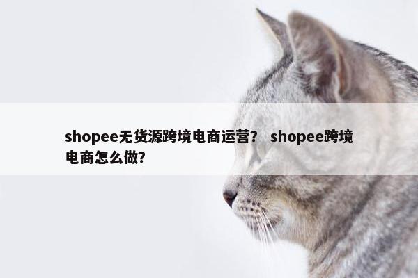 shopee无货源跨境电商运营？ shopee跨境电商怎么做？