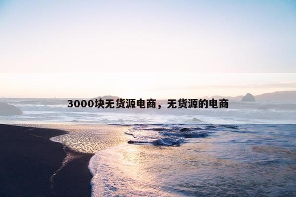 3000块无货源电商，无货源的电商