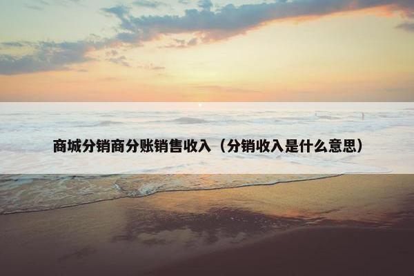 商城分销商分账销售收入（分销收入是什么意思）