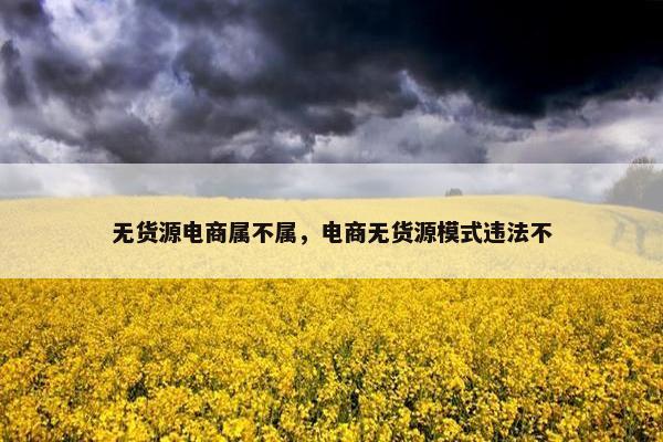 无货源电商属不属，电商无货源模式违法不