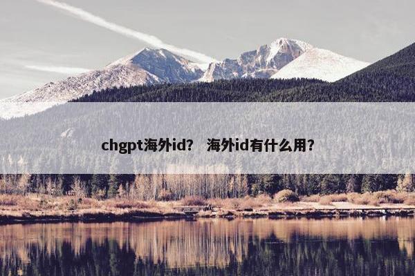 chgpt海外id？ 海外id有什么用？