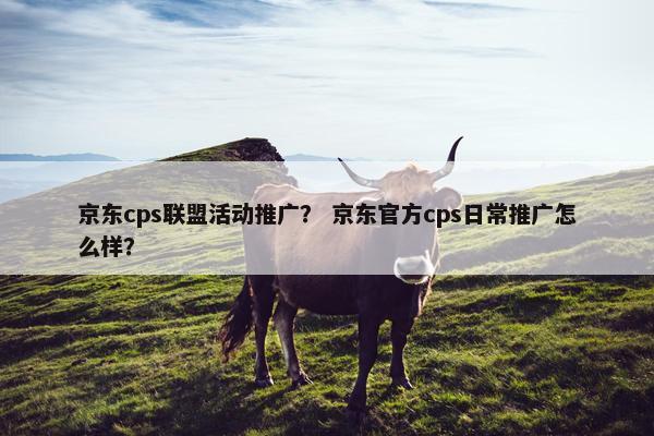 京东cps联盟活动推广？ 京东官方cps日常推广怎么样？