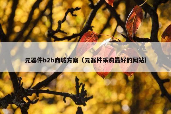 元器件b2b商城方案（元器件采购最好的网站）