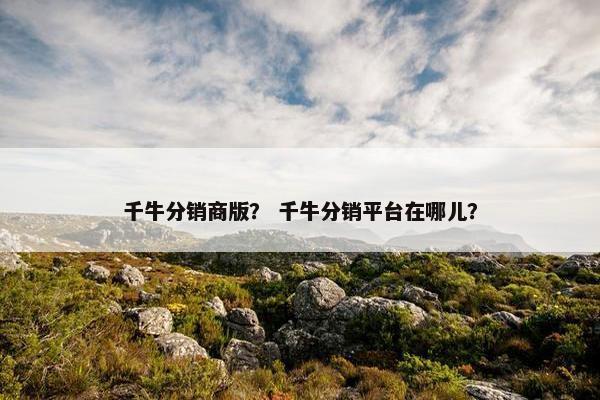 千牛分销商版？ 千牛分销平台在哪儿？