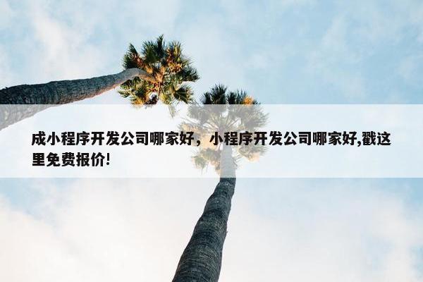 成小程序开发公司哪家好，小程序开发公司哪家好,戳这里免费报价!
