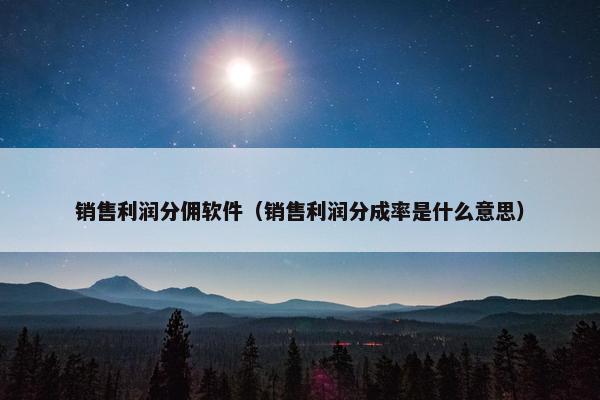 销售利润分佣软件（销售利润分成率是什么意思）