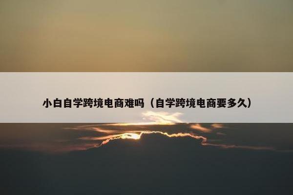 小白自学跨境电商难吗（自学跨境电商要多久）
