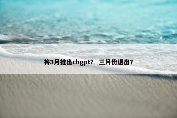 将3月推出chgpt？ 三月份退出？