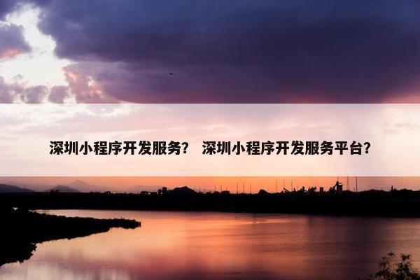 深圳小程序开发服务？ 深圳小程序开发服务平台？