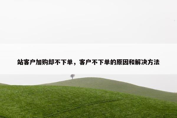站客户加购却不下单，客户不下单的原因和解决方法