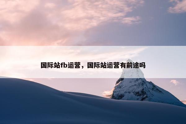 国际站fb运营，国际站运营有前途吗