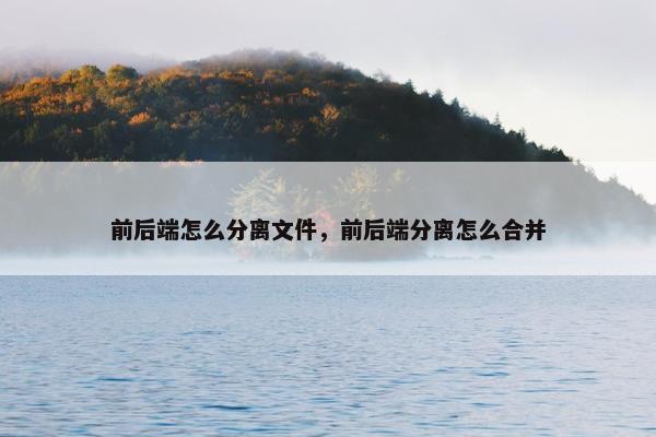 前后端怎么分离文件，前后端分离怎么合并