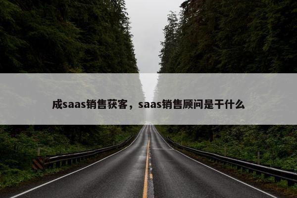 成saas销售获客，saas销售顾问是干什么