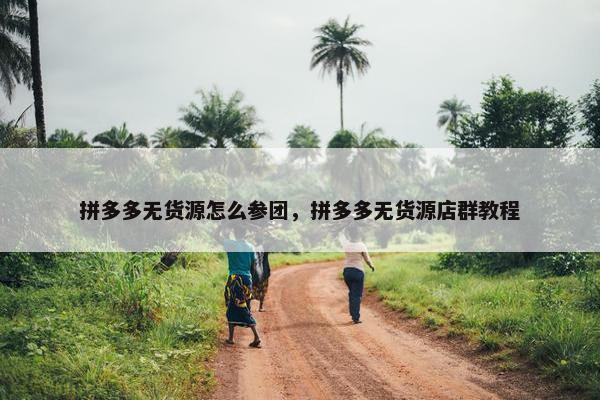 拼多多无货源怎么参团，拼多多无货源店群教程
