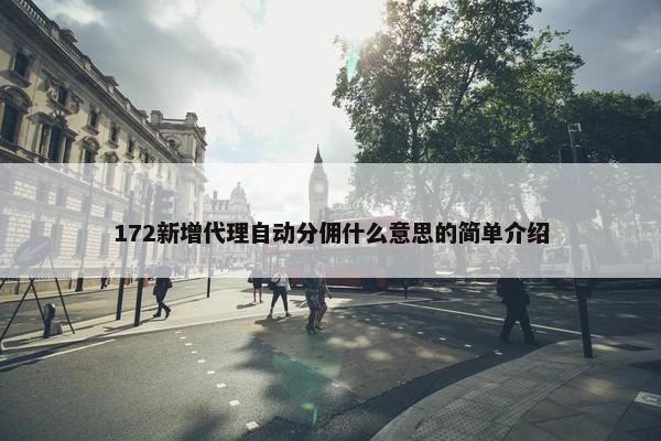 172新增代理自动分佣什么意思的简单介绍