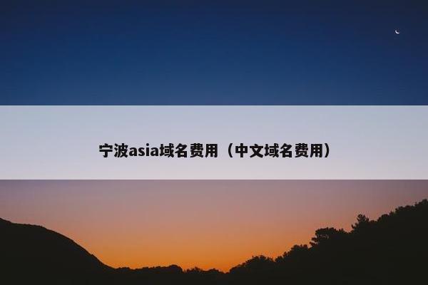宁波asia域名费用（中文域名费用）